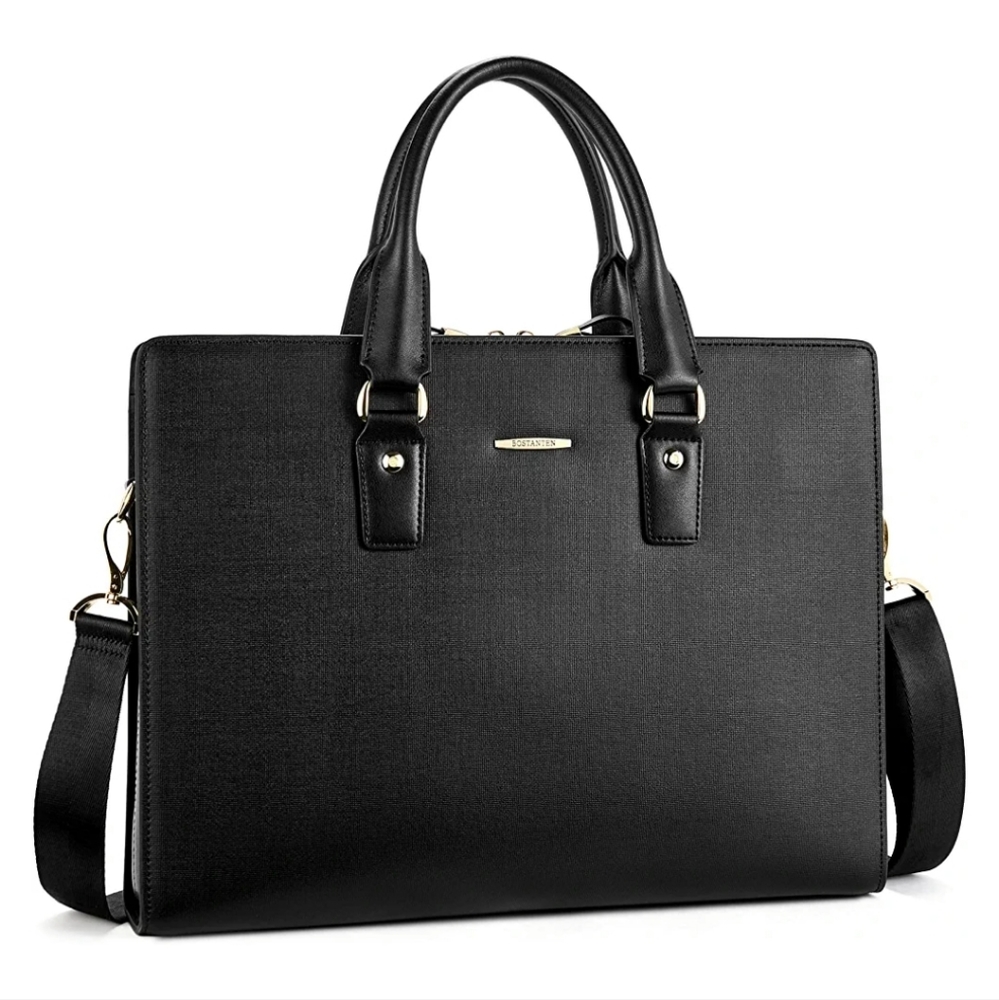 Bostanten Leather Lawyers Briefcase Shoulder Laptop Business Slim bag